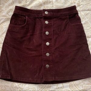 Express Corduroy skirt in dark maroon